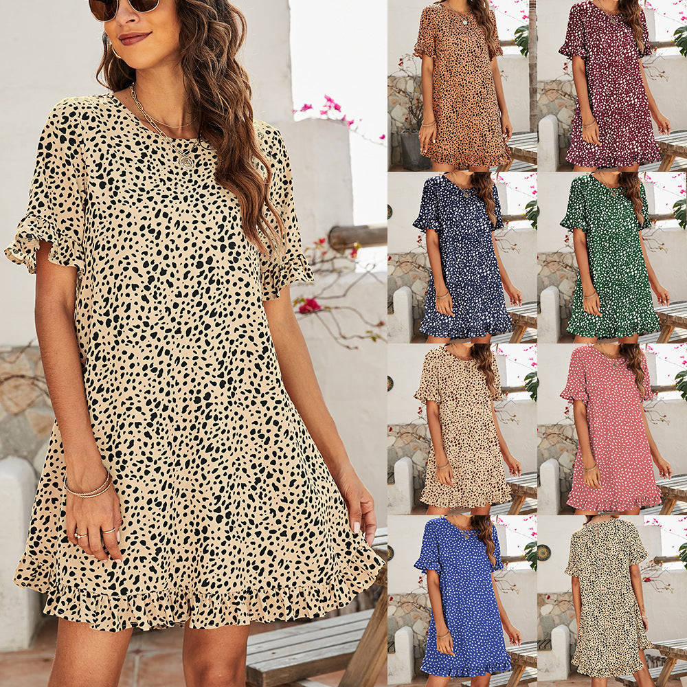 Women's Classic Leopard Beach Dress Fashionable Swing Dress